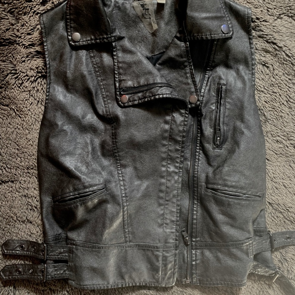 Faux leather vest